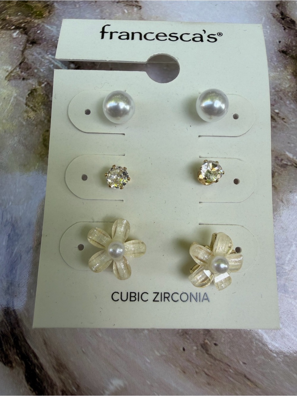 Flower Stud & Gold and Pearl Stud Earring Set